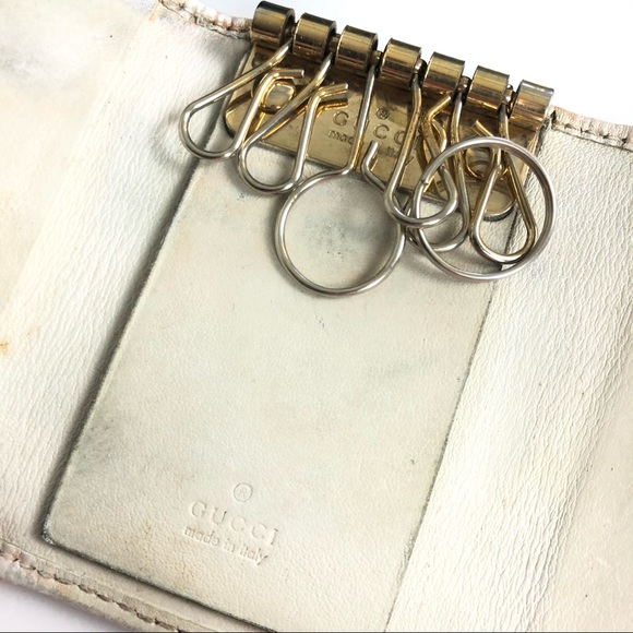 GUCCI Gold Heart Canvas Monogram Key Card Holder - Picture 9 of 13